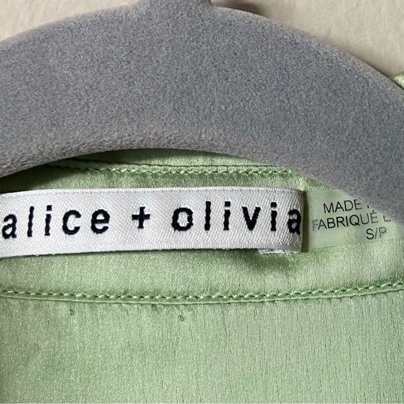 Alice + Olivia Willa Sequin Green Shirt Button Up Dress Shirt Size S - Picture 11 of 11